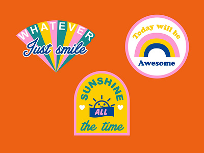 Smile Slogan Sticker Icons cute art cute illustration design fashion brand graphic design illustration lineart positivevibes positivity tshirt design typography