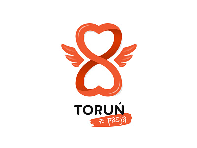Torun z Pasja brand branding heart logo logo design orange wings