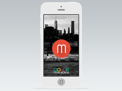 Color Your Words app flat iphone mockup social