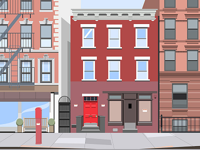 New York Street building city flat illustration street