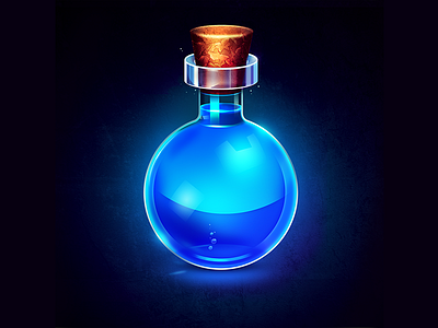 Potion bottle art blue bottle bubbles game glass glow icon illustration magic photoshop potion