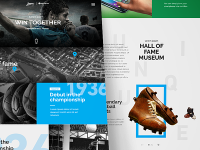 FC Zenit / Megafon blue clean football grid history layot marketing menu minimal typographic ui web