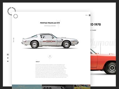 Muscle garage car clean grid homepage layot minimal simple ui web white