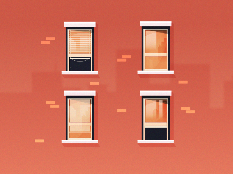 New York Street Refresh reflect street city window building flat illustration