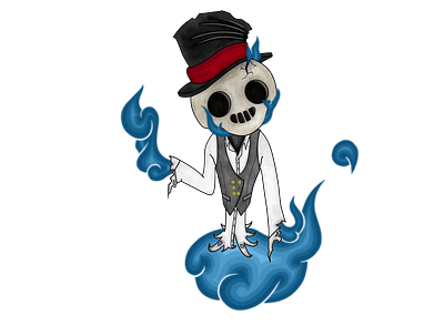 ghostyboi cartoon cartoon character character drawn ghost original simple skull spooky tophat