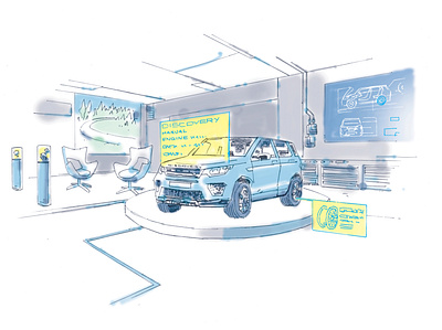 Jaguar Land Rover VR concept art presentation board storyboard virtual reality vr