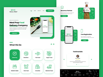 Green Meal Prep Delivery Website Design food delivery food website green website meal prep website uiux web designer webdesign website