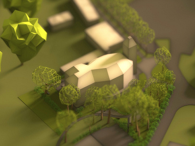 Low poly scene 3d low modeling poly render