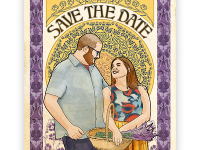 Save The Date Illustration art nouveau card cover illustration save the date