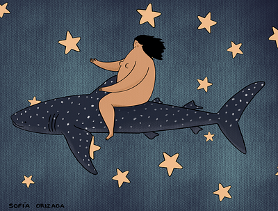 Vuelo Nocturno artist artwork artworks ballena digital digitalart digitalartist digitalartwork digitalillustration illustration ilustracion ilustraciones ipadpro night procreate procreate art procreateapp stars whale woman