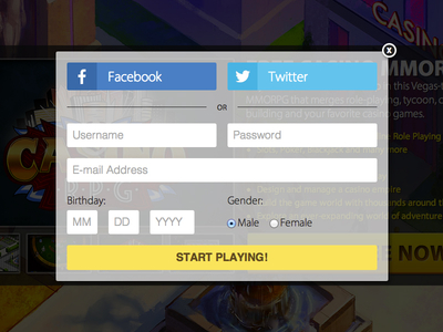 Signup Modal facebook flat glass modal register signup transparent twitter window