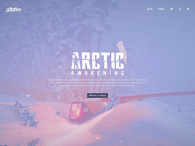 Arctic Awakening Game Website background blue flat game game website minimal responsive ui website website design