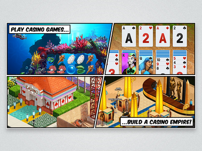 Comic Book Style Promo cards casino comic comic book isometric promo screenshot slots solitaire