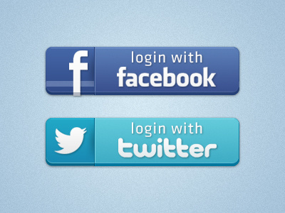 Social Login Buttons blue button buttons facebook fb login network photoshop social twitter ui