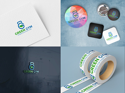 Green gym Fitness branding branding asset design flat graphicyes icon identity logo minimal vector