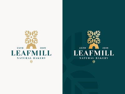 Leaf Mill Logo Design bakery baking bread cook cooking design leaf leaflet leaves logo logos mill mills