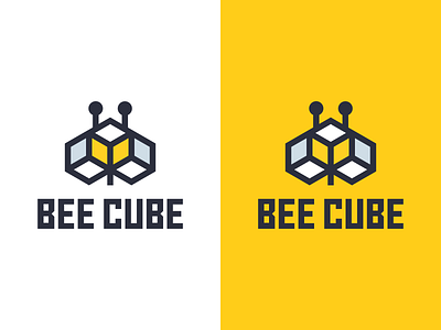 Bee Cube Logo bee box cube hex hexagon honey logo yellow