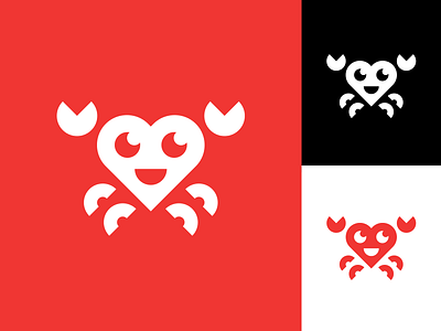 Geometric Happy Crab Heart Logo