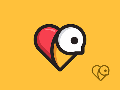 Heart Bird Logo animal bird chat couple cute fly heart love loving romantic