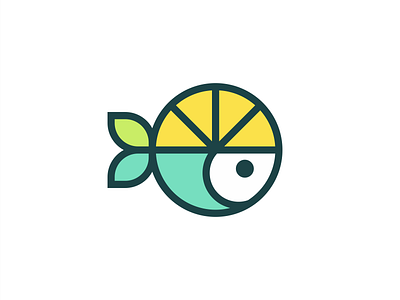 Fish Lemon Logo analytics chart circle fish fruit lemon modern simple stats yellow