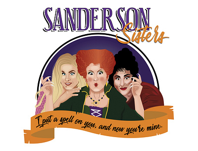 Sanderson sisters ai design flat halloween illustration vector