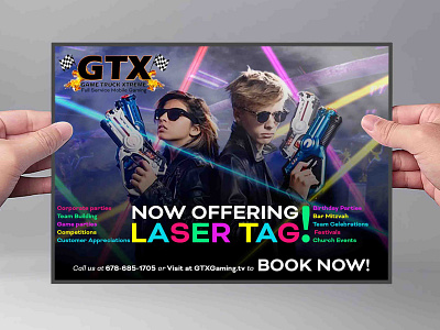 GTX - Laser Tag Flyer Mockup design typography