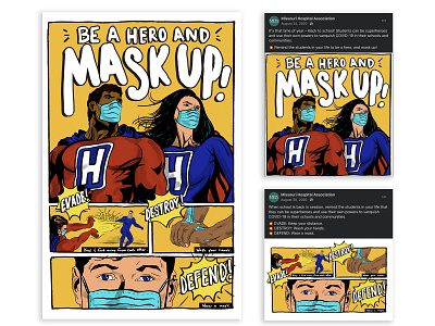 Mask Up! Comic Poster covid 19 design health healthcare illustration
