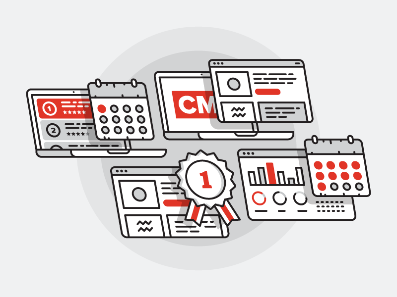 CMS Magazine gray red magazine cms illustration icons