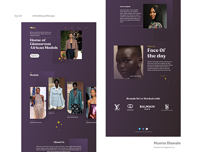 Afriqueen landing page modeling agency ui website