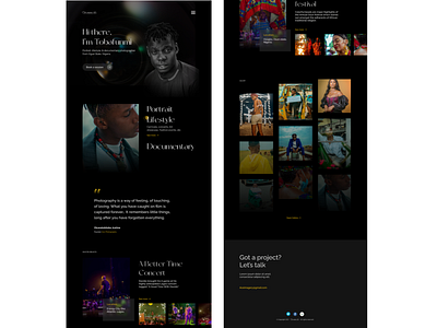 Photography Website landing page photography ui website