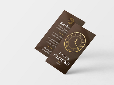 Karl The Clockmaker branding business cards clocks gold foil