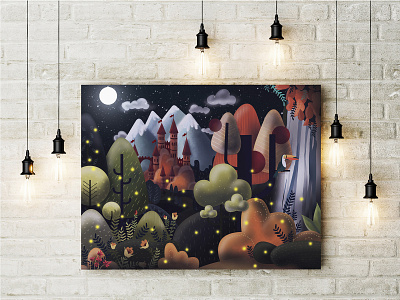 A moonlight night illustration illustration jungle illustration jungle night minimal illustration moonlight night