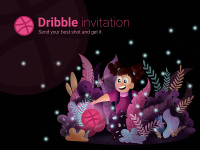 1 Dribble invitation giveaway dribble illustration dribble invitation illustration invitation minimal illustration night illustration