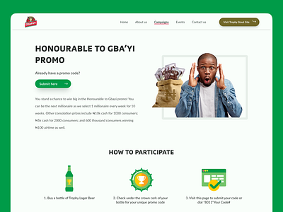 Promo Page for Trophy Lager Beer beer design landing page ui ux web design