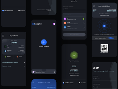 Payment App for Merchants crypto dark mode design fintech merchant mobile mobile app payment ui ux