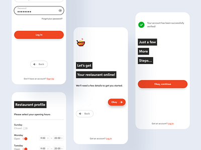 Food Delivery App - Restaurants delivery design food food delivery login mobile mobile app onboarding signup ui ux