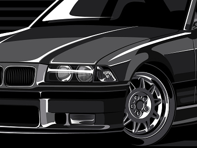 36 Schwarz automotive automotive design bmw european illustration illustrator import monotone vector vectorart wheels