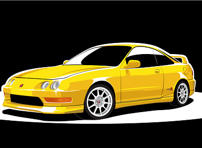 Integra Type R acura automotive automotive design cars honda illustration illustrator import integra japanese japanese art jdm monotone vector vectorart wheels