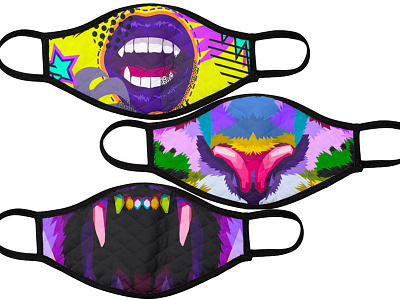 My mask designs uploaded to bagsoflove.com. branding coronavirus illustration masks