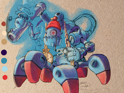 Fancy Frank n Coco Chad character color concept drawing fantasy pencil robot sketch videogame