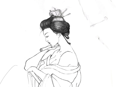 Geisha Sketch design geisha illustration pencil pencil drawing sketch