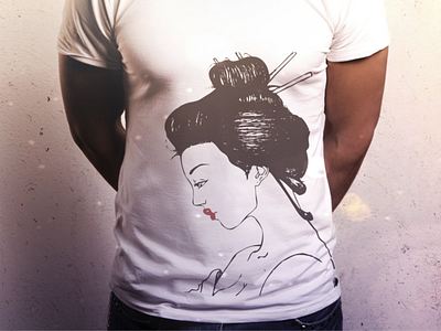 Geisha Tee design geisha illustration pencil pencil drawing sketch vector