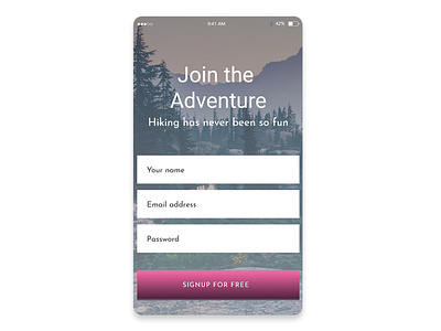 Daily UI 001 - Sign Up app design appstore daily ui dailyui design photoshop sign up travel agency travel app ui