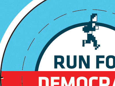 RFD Button 8bit blue button canabalt mockup pixel print red run for democracy white work