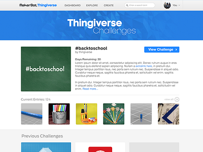 MakerBot Thingiverse: Challenges challenges makerbot portal responsive thingiverse web design work