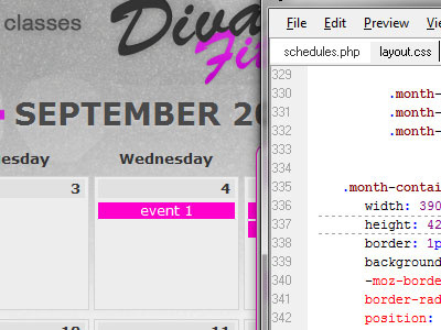 Bringing it to life (finally). calendar coding css freelance screenshot work in progress