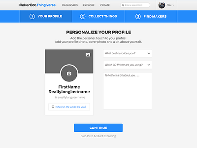 Thingiverse - New User Onboarding makerbot new user onboarding responsive thingiverse work
