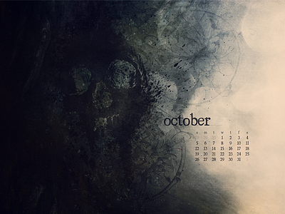 October 2014 abstract calendar download ornate skull wallpaper