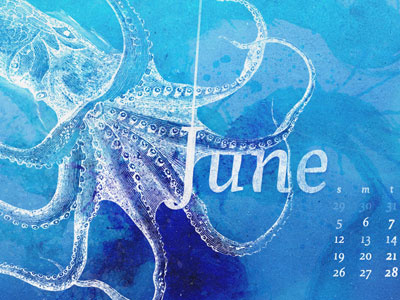 June Calendar blue calendar desktop calendar wallpaper june lost type co op octopus wallpaper