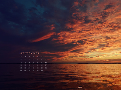 September 2022 calendar clouds download google pixel 6 ocean photography sky sunset wallpaper
